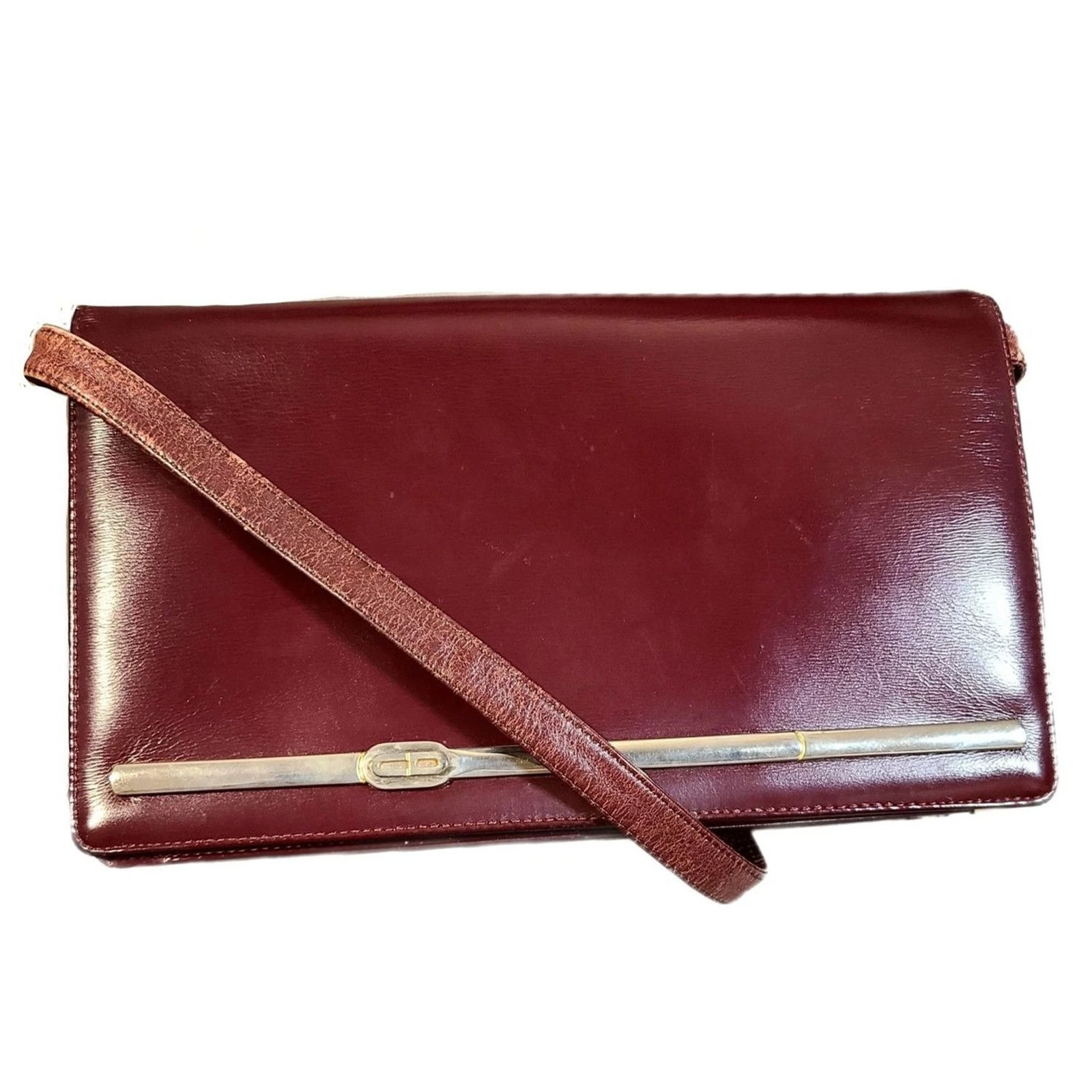 Sac bandoulière Christian Dior ONLY ONE cuir rouge bordeaux accent doré vintage