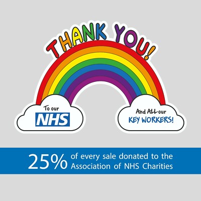 Danke NHS und Schlüsselarbeiter Regenbogen Aufkleber - Spendet 25% für wohltätige Zwecke