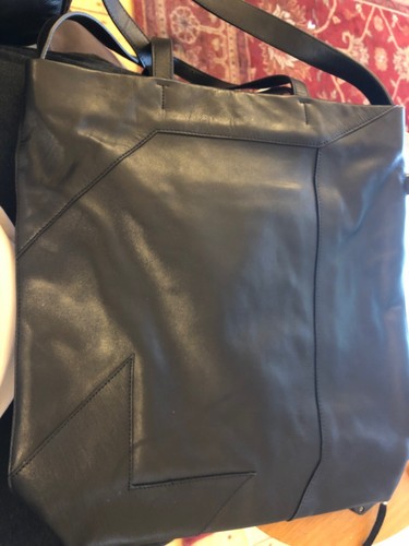 BRANDNEU MIT ETIKETT JAEGER GROSSE SCHWARZE LEDER BEUTELTASCHE GEFÜTTERTE GRIFFE & SCHULTERRIEMEN - Bild 8 von 10
