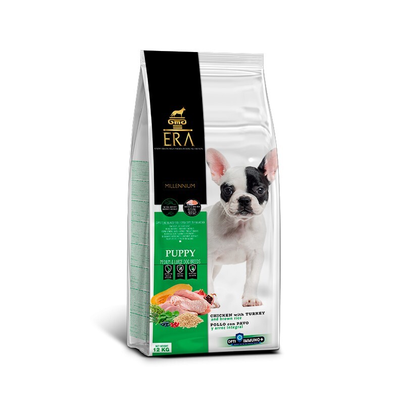 Croquettes Era Millennium pour chiot de taille moyenne au poulet et dinde sac de 12 kg