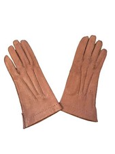 Vintage Aris Brown Genuine Pigskin Leather Ladies Gloves 7 Hungary