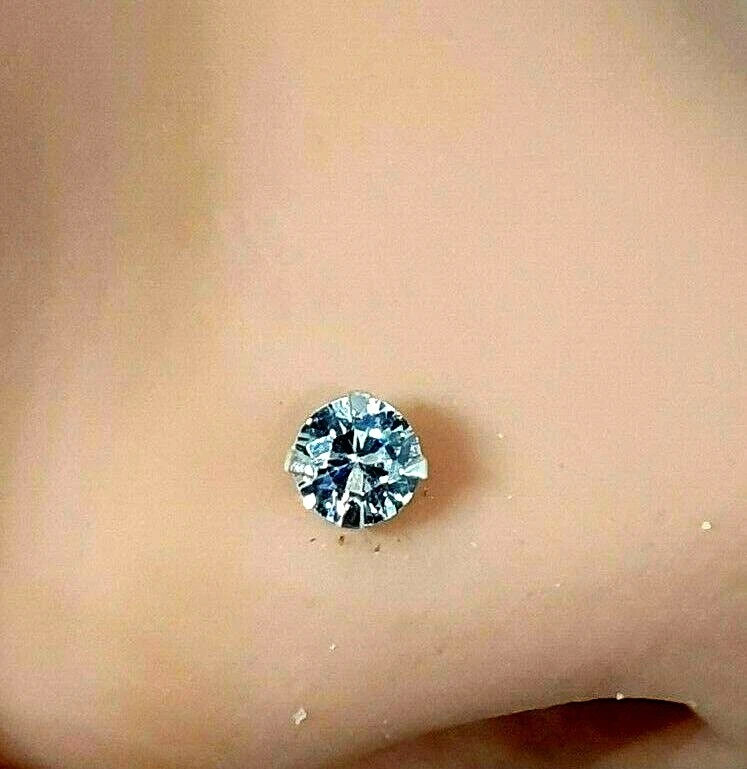 3 mm zirconi naso borchia argento sterling 925 gemma rotonda 22 g (0,6 mm) L ... - Immagine 3 di 4