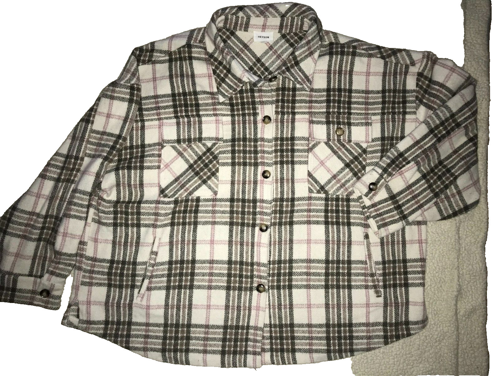 HEYSON Oversized Flannel Button Shacket Shirt/Jac… - image 1
