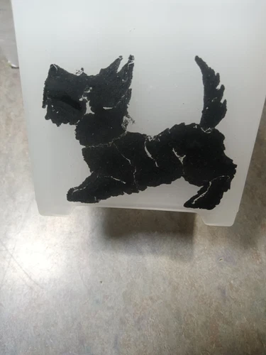 Scottie Terrier dog vtg 1950's lamp shade Milk glass art deco