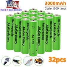 32pcs 1.5V AA / AAA Rechargeable Alkaline Batteries 3000mAh & Battery Charger US