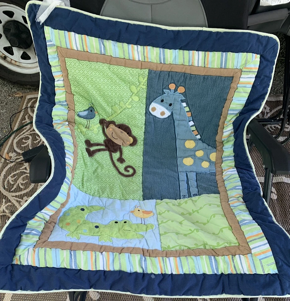 Tiddliwinks Baby Comforter/Quilt Zoo/Jungle Theme 32.5 X 40 - Image 2 of 4