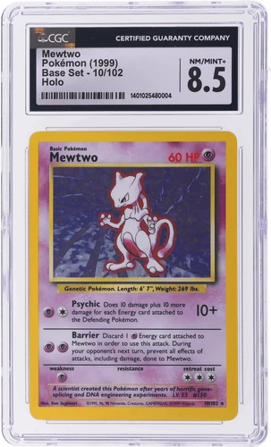 1999 Pokemon Base Set Mewtwo Holo #10 CGC 8.5