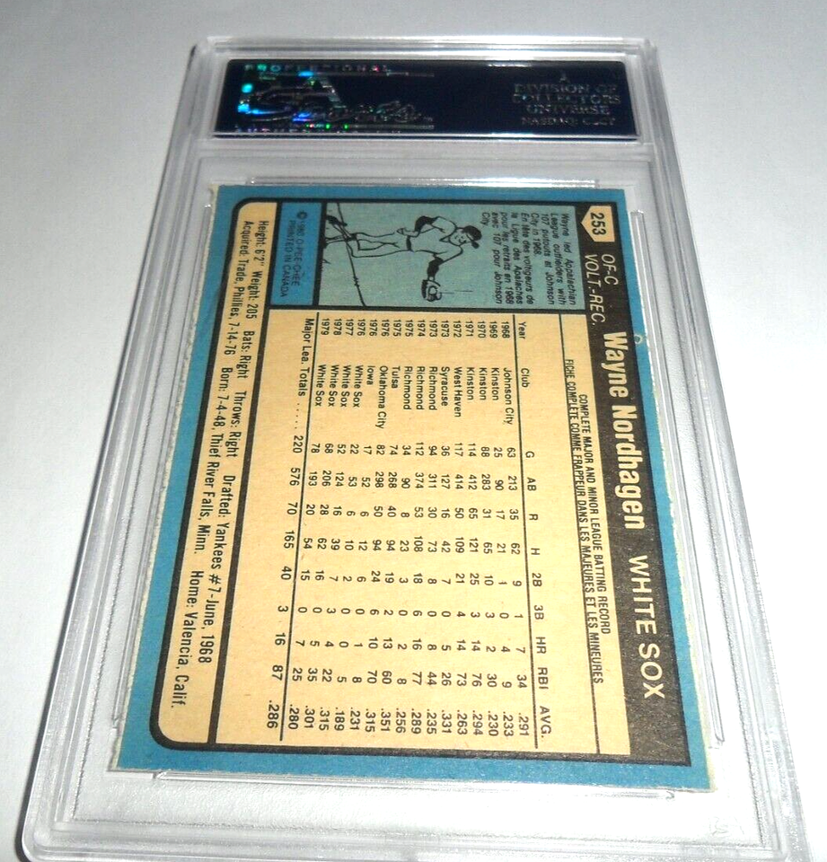 1980 OPC BASEBALL 253 WAYNE NORDHAGEN PSA 9 MINT OPEECHEE CHICAGO