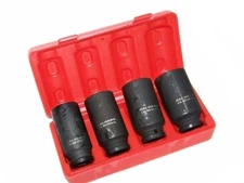 4-PC 1/2" Dr. 12 POINT Cr-Mo Spindle Nut Deep Impact Socket Set (30, 32, 34 & 36