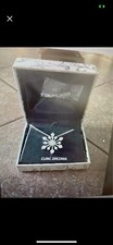 Snowflake necklace sterling silver new in box cz stones  18 inches 