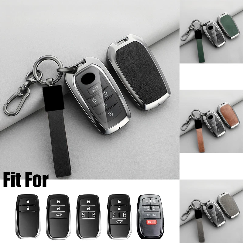 For Toyota Prius Corolla Avalon Camry RAV4 Alloy TPU Leather Car Key Case Cover - Изображение 3 из 4