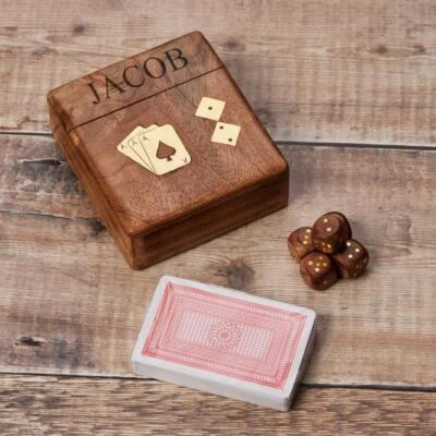 Personalised Luxury Playing Card And Dice Box men's personalised gift HM1997