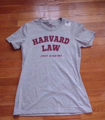 Harvard Law Alumni Just Kidding T Shirt Small Short Sleeve Graphic  New