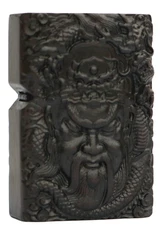Case Only Natural Ebony Black Wood Guan Warrior Lighter Box For Zippo Insert Kit