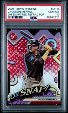 2024 TOPPS PRISTINE OH SNAP! RED REFRACTOR #OH18 JACKSON MERRILL 5/5 PSA 10