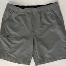 GERRY Men's Trail Shorts 4-Way Stretch LARGE Zip Pockets GRAY Elastic Waist