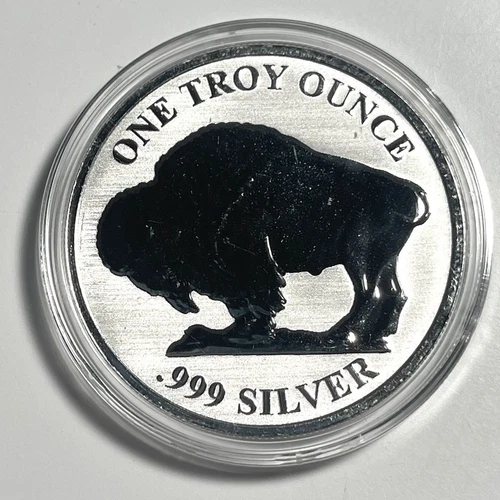 1Oz Fine Silver .999 Reverse Proof Buffalo Indian Round Bullion Asahi In Capsule - Picture 2 of 4