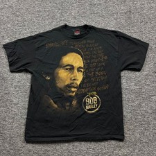 Y2K Zion Rootswear Bob Marley Redemption Song Graphic Black T-Shirt Size 2XL