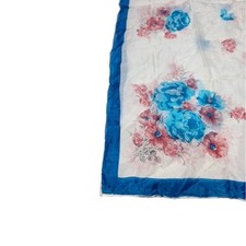 Floral Pink Blue Scarf Japan Rayon 30x30 Vintage