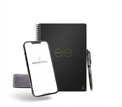 Rocketbook Core Reusable Spiral Notebook, Executive Size 6x8.8, Black - Lined Pa