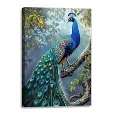 Peacock Canvas Wall Art Elegant Beautiful Animal Painting Print Natural Lands...