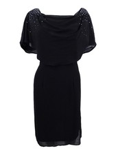 Jessica Howard Women's Draped Capelet Dress (6, Black)