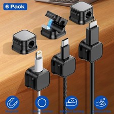 6 Pack Magnetic Cable Clips Cord Organizer Holder for Desk Car Wall