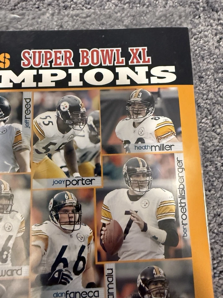 FOTO SUPER BOWL XL 40 8X10 BEN ROETHLISBERGER JEROME BETTIS & STEELERS Foto 3 de 4