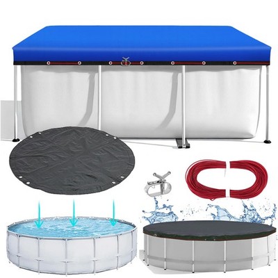 Poolabdeckung Rund Rechteck Sommer & Winter Poolplane UV-Resistente Abdeckplane