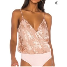 Lovers Friends Blush Pink Cream Leo Cami Bodysuit, Medium, EUC, MSRP 110