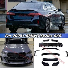 Glossy Black Fits 24+ BMW 5 Series G60 Front Lip Rear Diffuser Roof Spoiler Wing