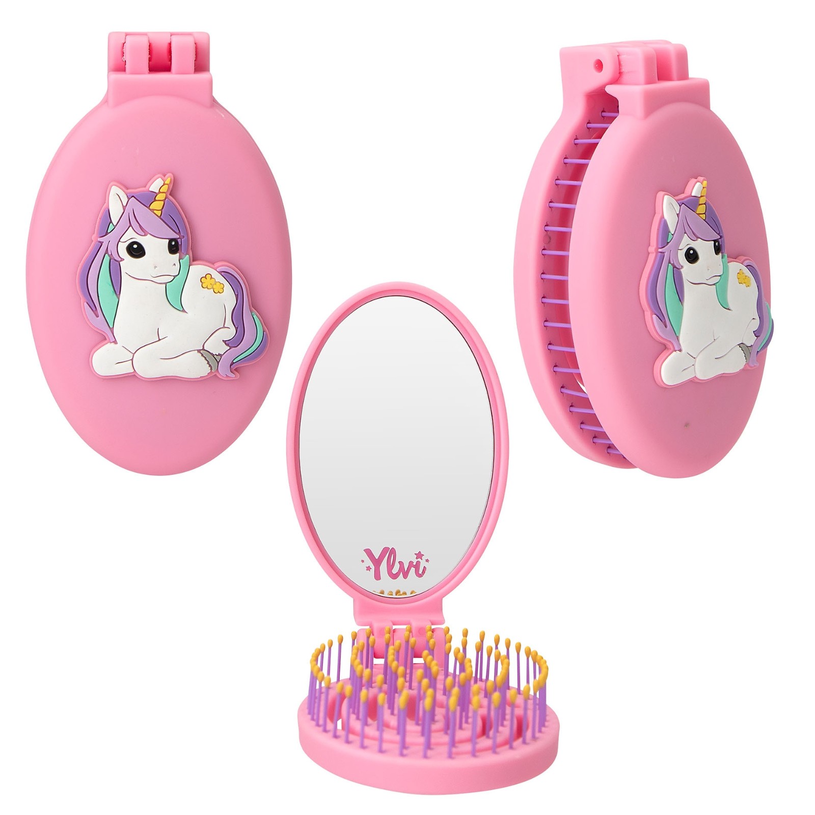 Depesche Ylvi folding hairbrush Pink Unicorn hairbrush girls hair brush unicorns