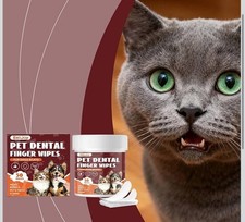 Pet Dental Finger Wipes for Dogs  Cats - 50 Pieces