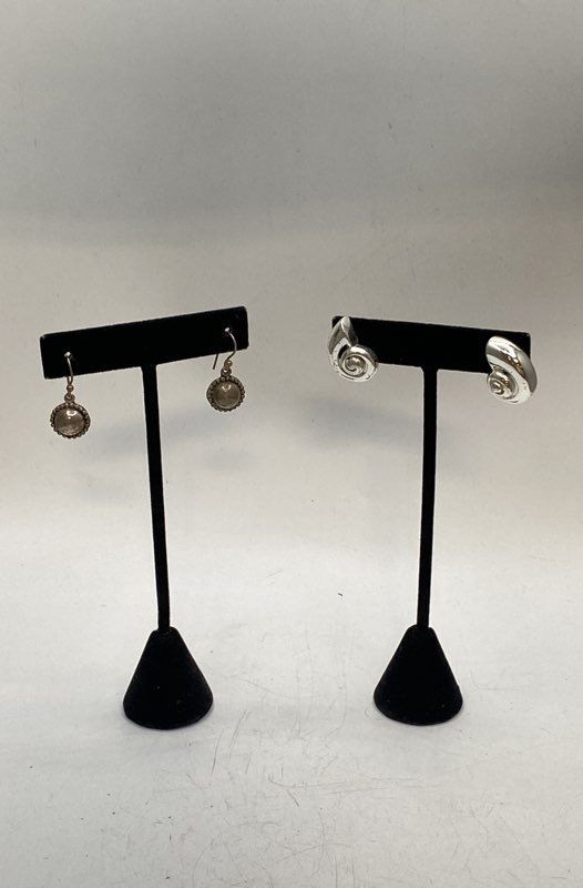 Vintage Trifari & Sterling Silver 925 Earring Lot 2 Pairs Nautilus & Dangle