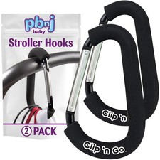 Stroller Hooks for Hanging Diaper Bags - Mommy 2 Count Pack of 1 , Black