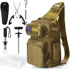 9 Pcs Fishing Tool Kit Pliers Gear and Equipment Include Large Fishing Backpa...