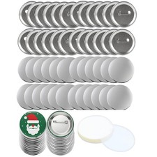 Button Maker Supplies 100 Sets 32mm   1.25 Inch Metal Shells, Pin Back Cover ...