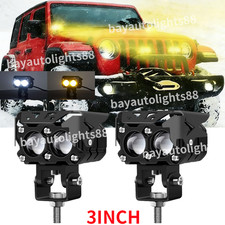 2X 3" 200W LED Work Light Bar White/Yellow Fog Pods Driving OffRoad SUV UTV 4WD