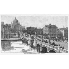 NETHERLANDS The Amstel Bridge & Crystal Palace, Amsterdam - Antique Print 1886