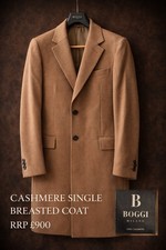 Boggi Milano 100% Cashmere Coat Camel Single Breasted Luxury Overcoat RRP Β£900