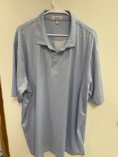 Peter Millar Summer Comfort Light Blue All Over Print Tees Golf Polo Size XXL