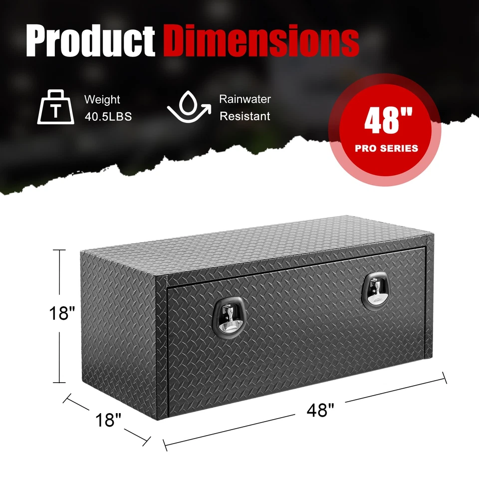 48*18*18" Heavy Duty Aluminum Truck Tool Box w/ Lock for Toyota Tacoma Tundra Foto 2 de 4