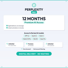 Perplexity Pro 12 Month US AI Plan GPT 5 Claude Gemini Pro Instant Code Delivery