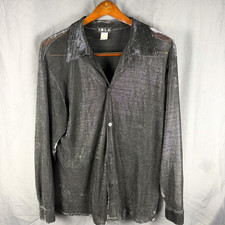 Vintage YMLA Sheer Disco Shirt Mens Large See Through USA Made Club Button Up