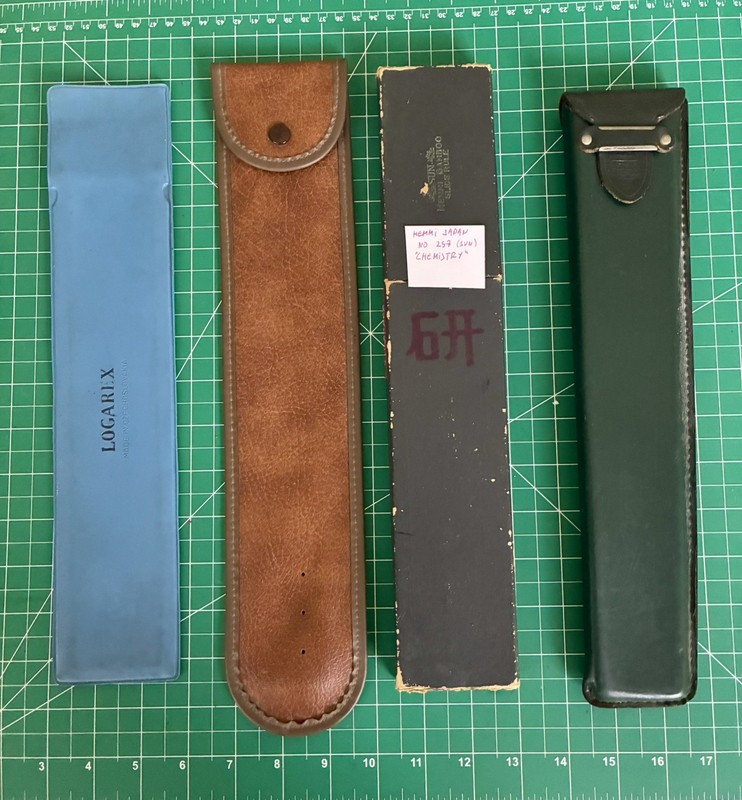Vintage Slide Rule Cases Lot – Hemmi Japan + K&E + Logarex Czechoslovakia