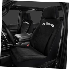 Car Seat Covers Soft Short Plush  Silver Diamond Graphic  Universal Black