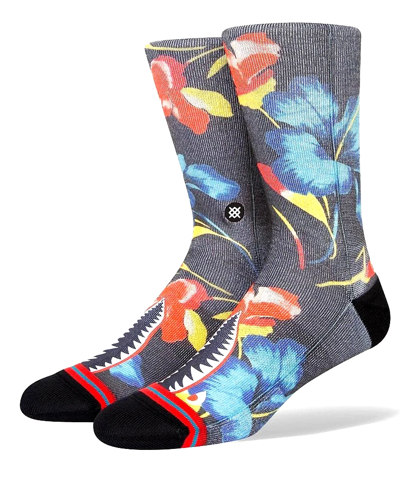 STANCE SEYMOUR TROPICAL Classic Crew Socks Floral Print Socks Men's Medium 6-8.5