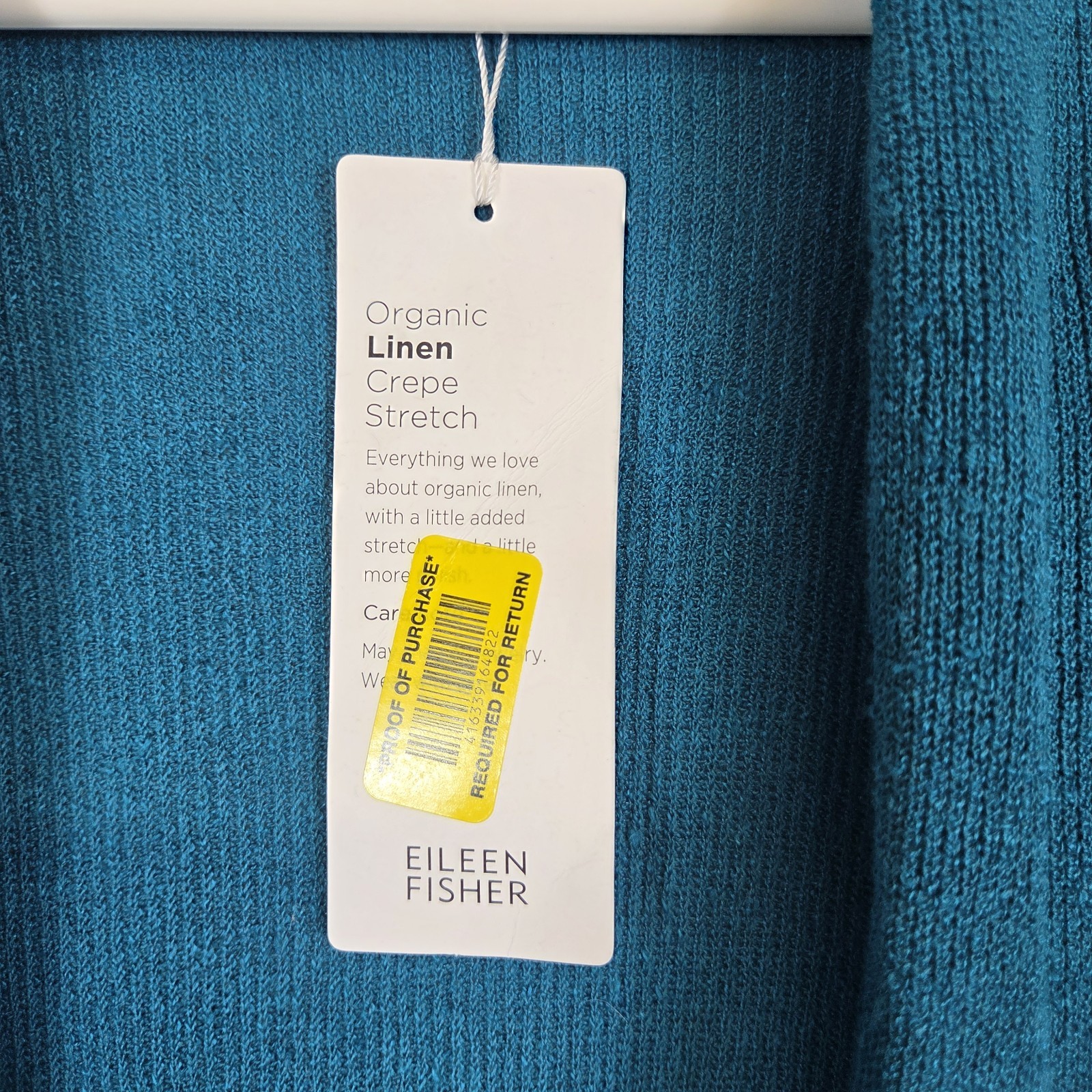 Eileen Fisher Blue Green Teal Linen Open Front Cardigan Sweater Petite Small