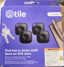 Tile GPS Trackers 4-Pack by Life360 Bluetooth Finders, Used Missing Piece