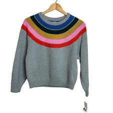 Tea Collection Girls XL Rainbow Stripe Sweater Heather Gray NWT 59